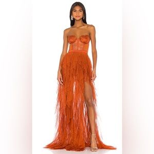 For Love and Lemons Bustier Gown in Rust - Revolve
